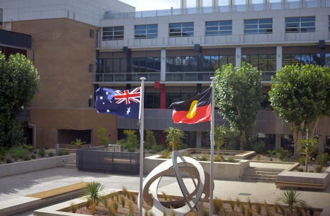 Australian and aborignal flags